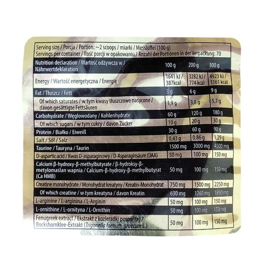 Kevin Levrone Anabolic Mass 3 kg Chocolate — nutrition facts