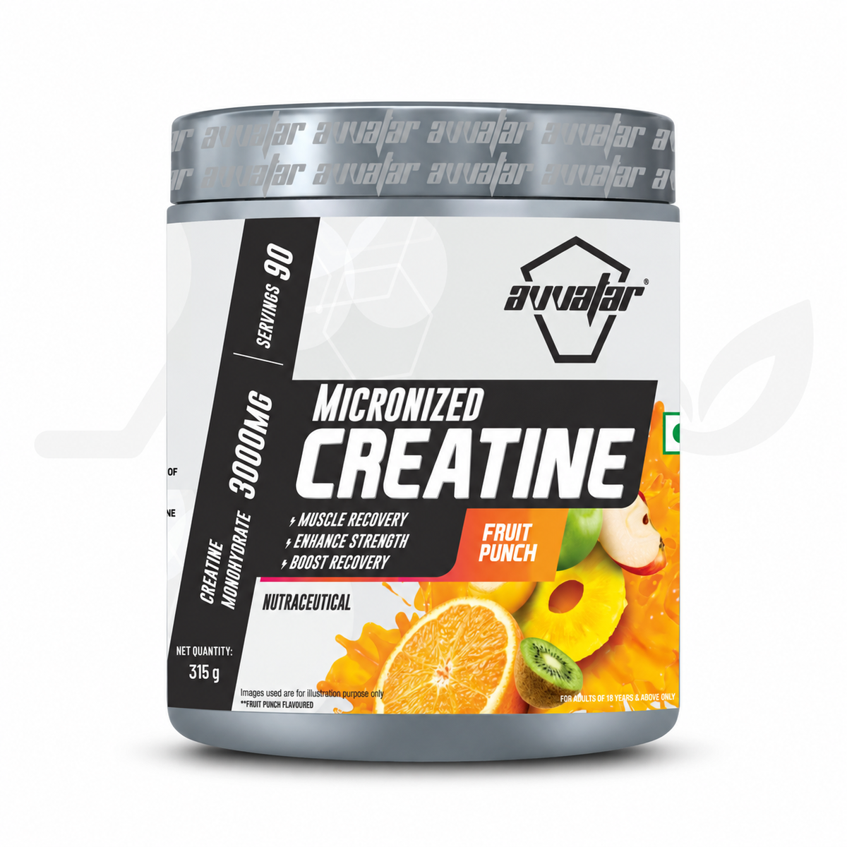 Avvatar Micronized Creatine, Fruit Punch, 315 g — front view